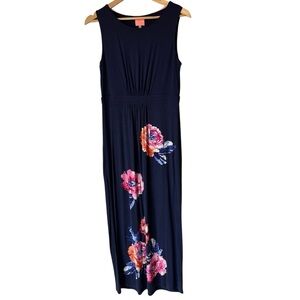 Joules Floral Sleeveless Lia Navy Cotton Maxi Dress, 8